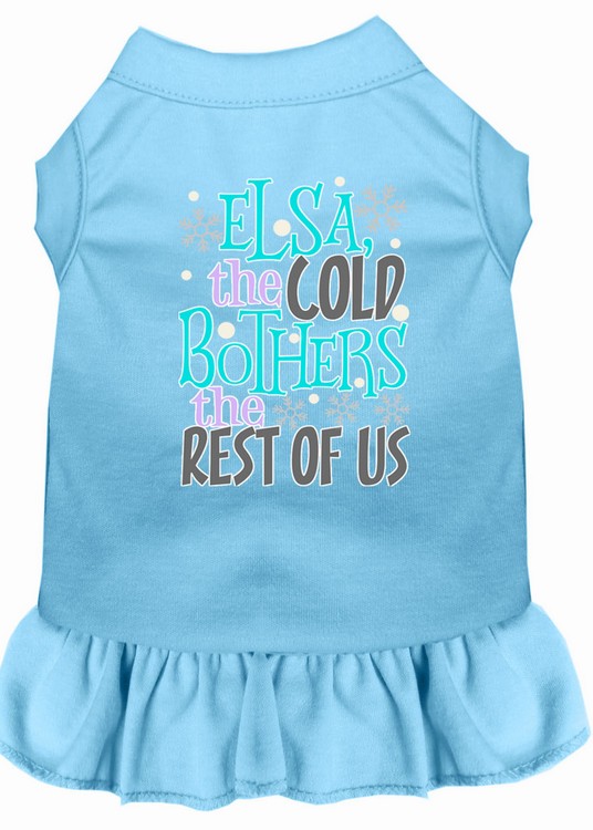 Elsa, the Cold Screen Print Dog Dress Baby Blue XS